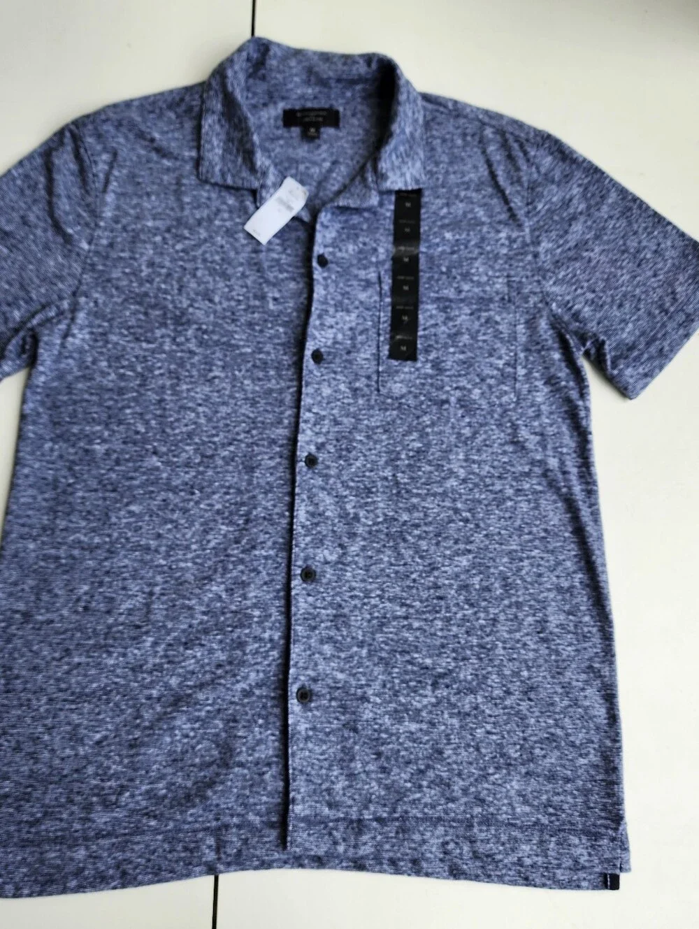 NWT $60 Banana Republic Men’s Blue Short Sleeve Shirt Linen Blend Button Down M